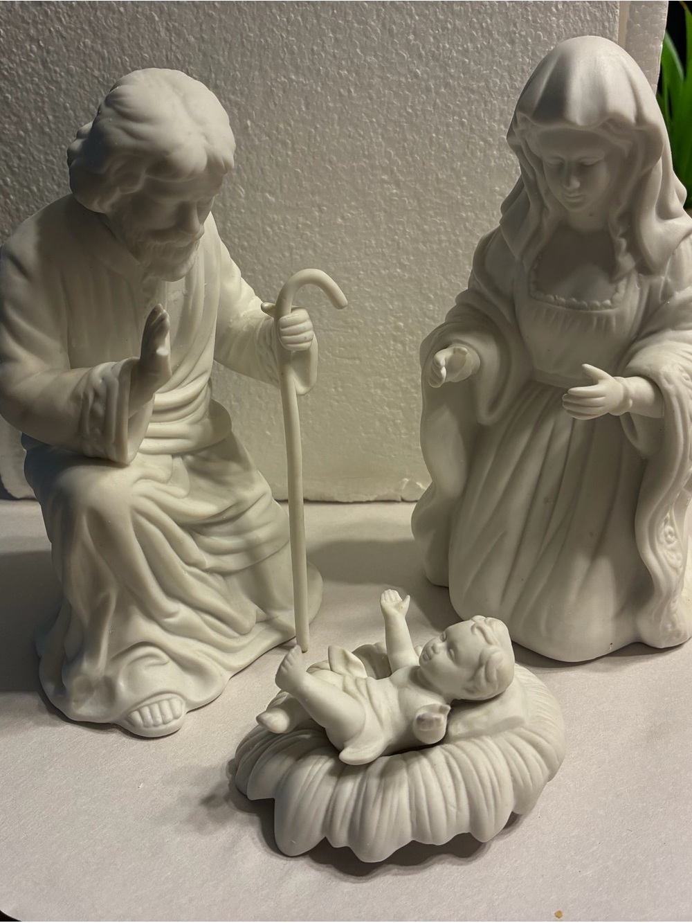 Vintage White Ceramic Nativity Figurine Set -